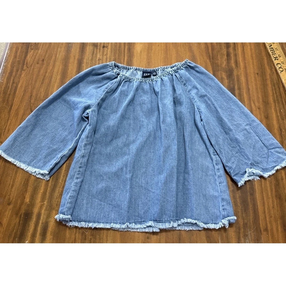 Vintage Gap Denim Shirt Girls Medium Fray Flare Sleeves Boho
